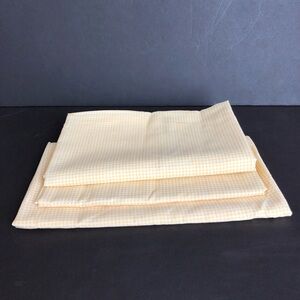 Vtg Plaid Checker Fabric Sewing Material Cotton Yellow 44”x53”, 44”x49”, 44”x45”